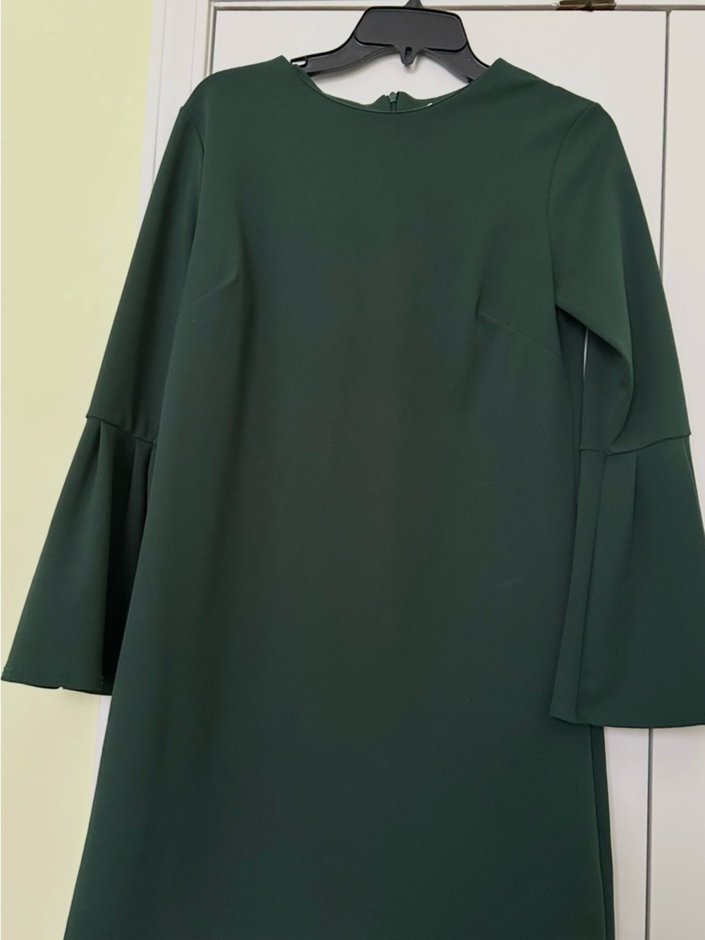 Forest Green Long Sleeve Bell-Sleeve Dress